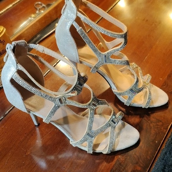Italina Silver Strappy Heels for Formal Events - Picture 5 of 7